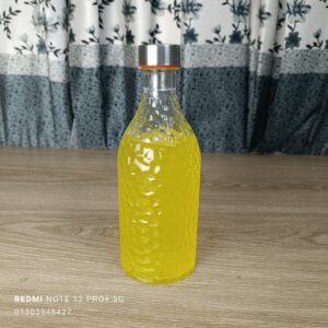 Round Ice Glass Water Bottle 1000ml
