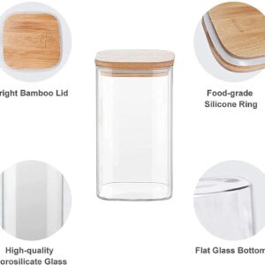 900 ml Glass Jars Food Storage Containers Sealed Tank Leakproof Canisters Kitchen Grain Sugar Tea Bottles With Bamboo Lid