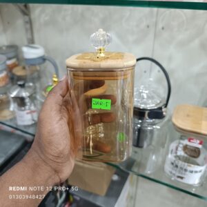 Golden glass Jar Daimond Lid