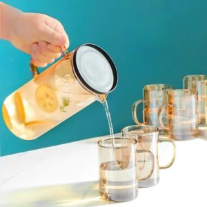 1500 ml Creative Thickened Glass Cold Kettle Household Juice Kettle with Cover Filter Nordic Style High Borosilicate Teapot Cup Set Gift
