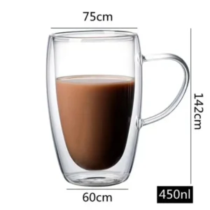 450 ml Double Wall Borosilicate Glass Mug