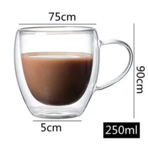 250 ml Double Wall Borosilicate Glass Mug