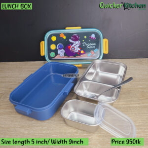 Bento Lunch Box for Kids, 3 Compartments Leakproof Insulated Stainless Steel Lunch Box