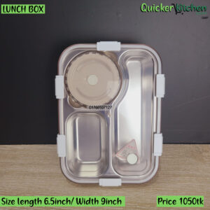 Bento Lunch Box for Kids, 3 Compartments Leakproof Insulated Stainless Steel Lunch Box