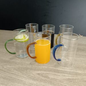 330 ml Borosilicate glass mug- 6 pcs set multi color